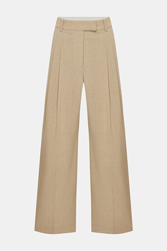 BEIGE WIDE LEG TROUSERS