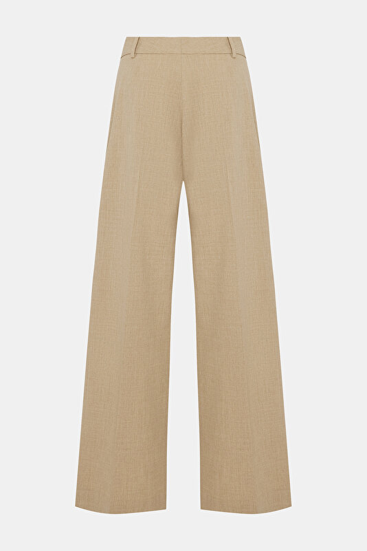 BEIGE WIDE LEG TROUSERS 2