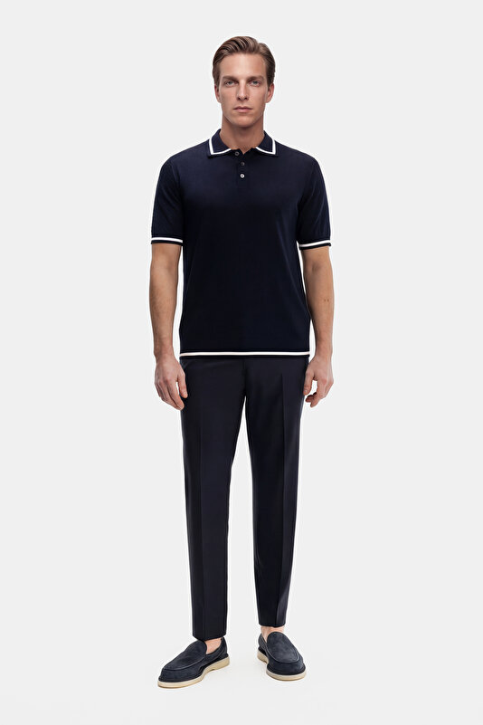 NAVY BLUE POLO NECK SHORT SLEEVE TSHIRT 3