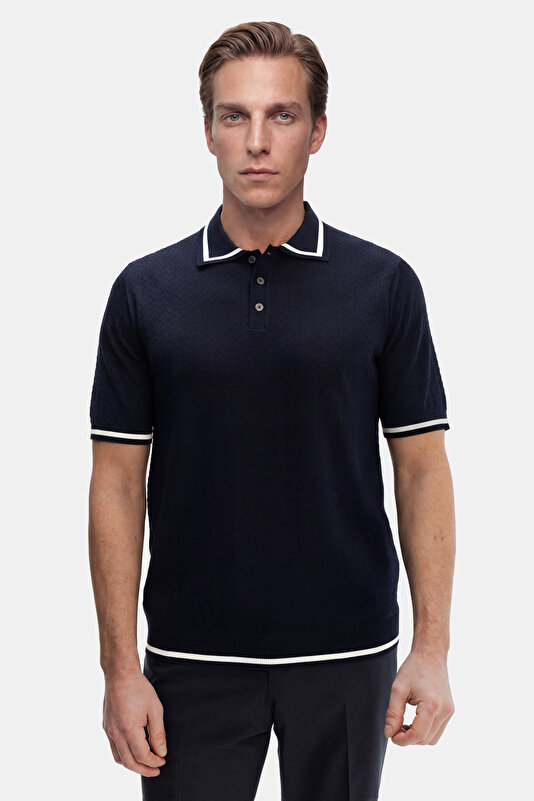 NAVY BLUE POLO NECK SHORT SLEEVE TSHIRT 4