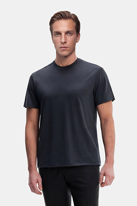 DARK NAVY BLUE BICYCLE COLLAR SHORT SLEEVE TSHIRT