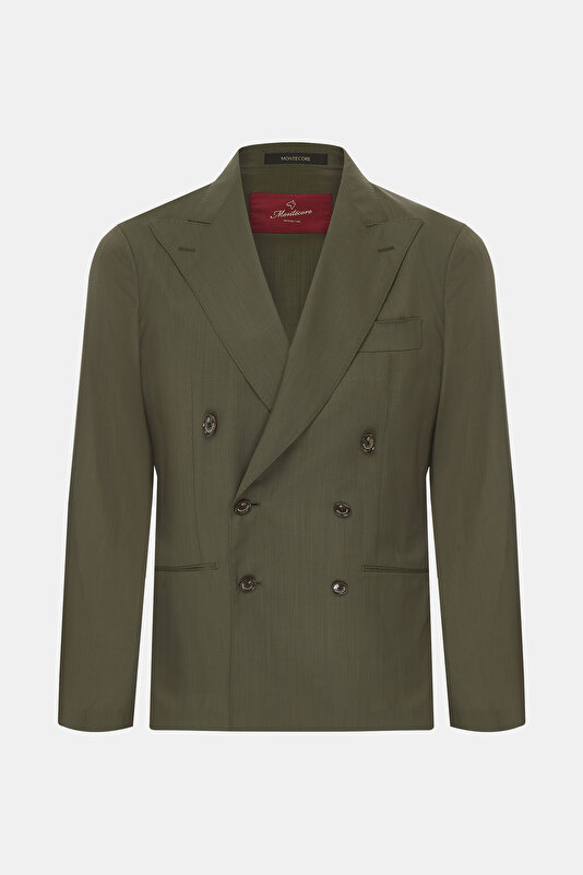 LIGHT KHAKI SURPLICE NECKLINE (CROSS-OVER NECKLINE) JACKET