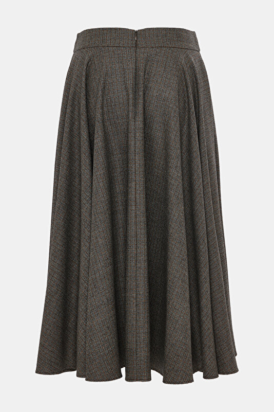 TAN DESIGN FILLED WOOL MIDI SKIRT 2