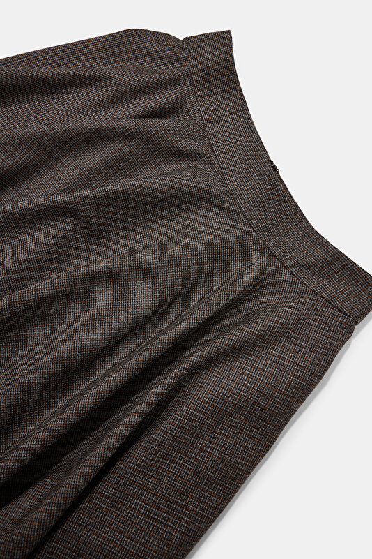 TAN DESIGN FILLED WOOL MIDI SKIRT 3