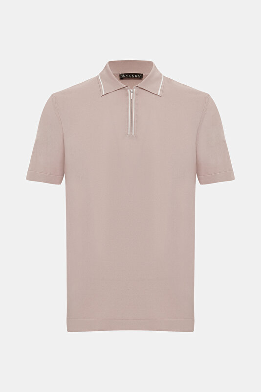 FERMUARLI POLO YAKA KISA KOL TRİKO T-SHIRT
