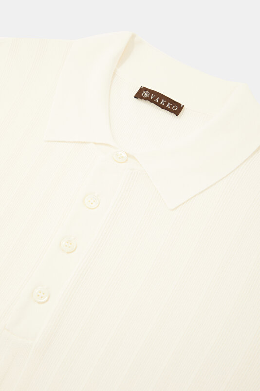 ECRU POLO NECK SHORT SLEEVE TSHIRT 3