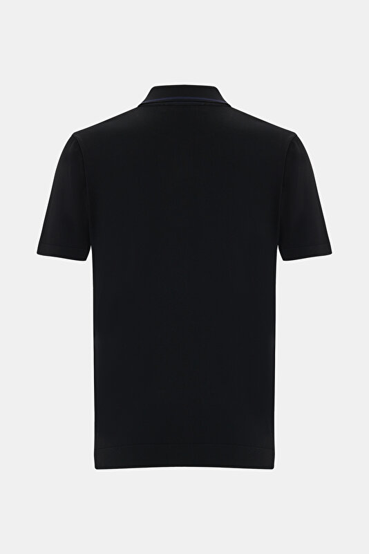 BLACK BUTTONED COLLAR SHORT SLEEVE TSHIRT 2