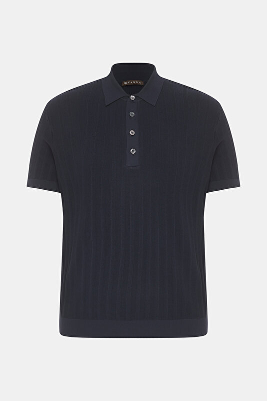 NAVY BLUE POLO NECK SHORT SLEEVE TSHIRT