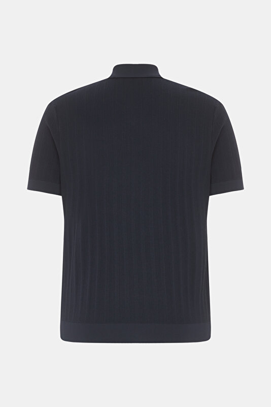 NAVY BLUE POLO NECK SHORT SLEEVE TSHIRT 2