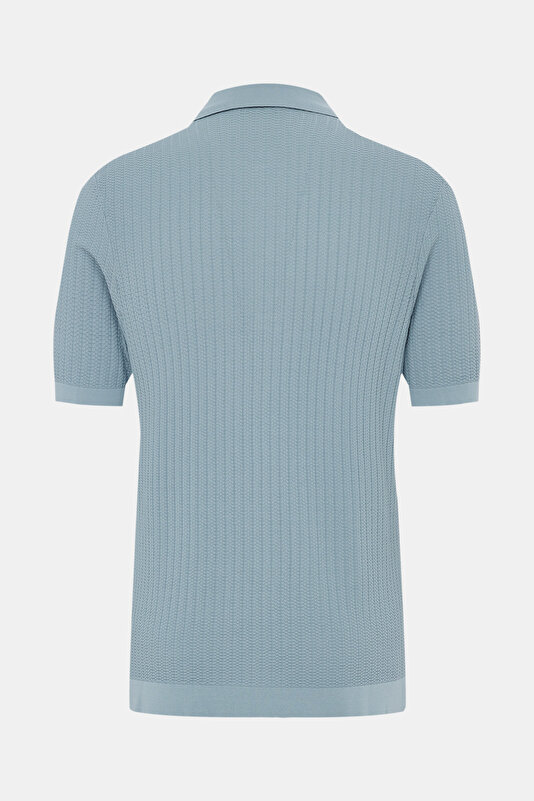 INDIGO POLO NECK SHORT SLEEVE TSHIRT 2