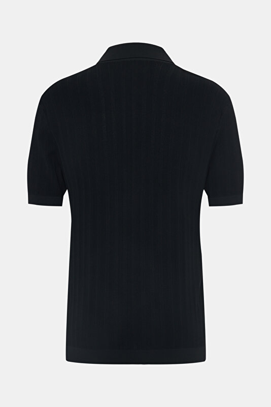 BLACK POLO NECK SHORT SLEEVE TSHIRT 2