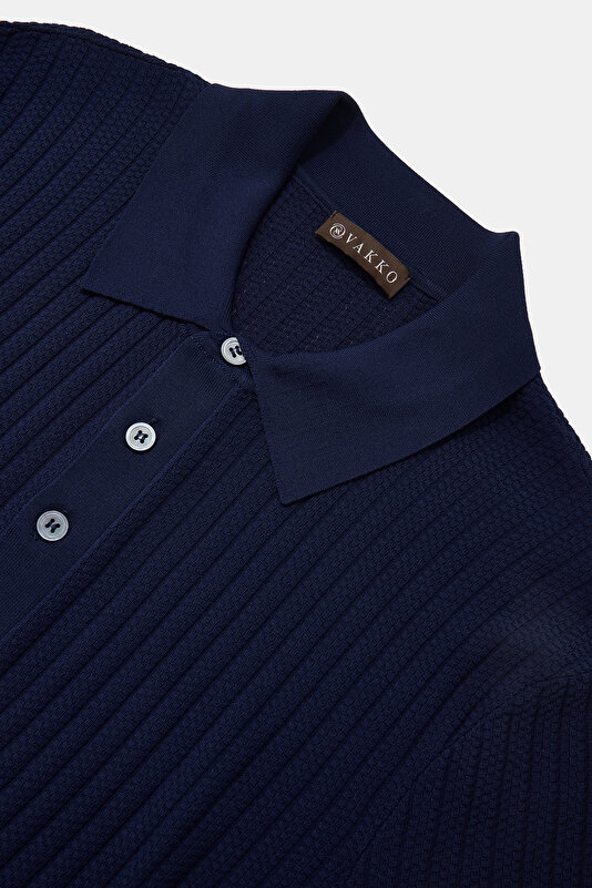 DARK NAVY BLUE POLO NECK SHORT SLEEVE TSHIRT 3