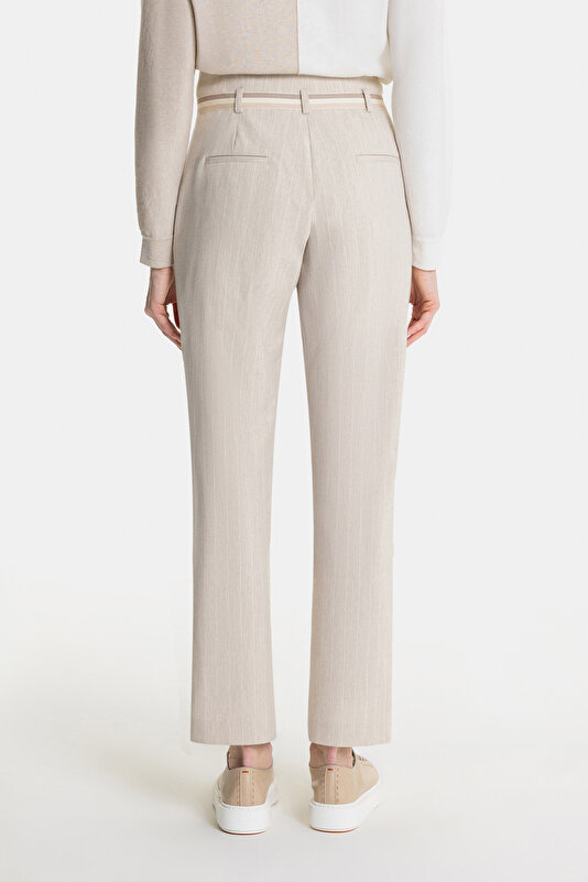 ECRU STRIPED SKINNY LEG TROUSERS 3