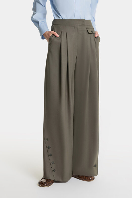 KHAKI STRAIGHT CUT TROUSERS 2
