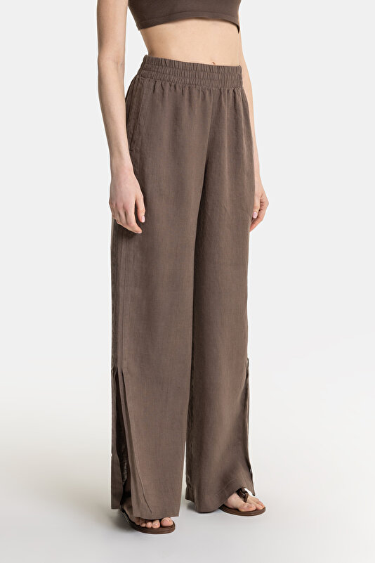 BROWN WIDE LEG TROUSERS 2