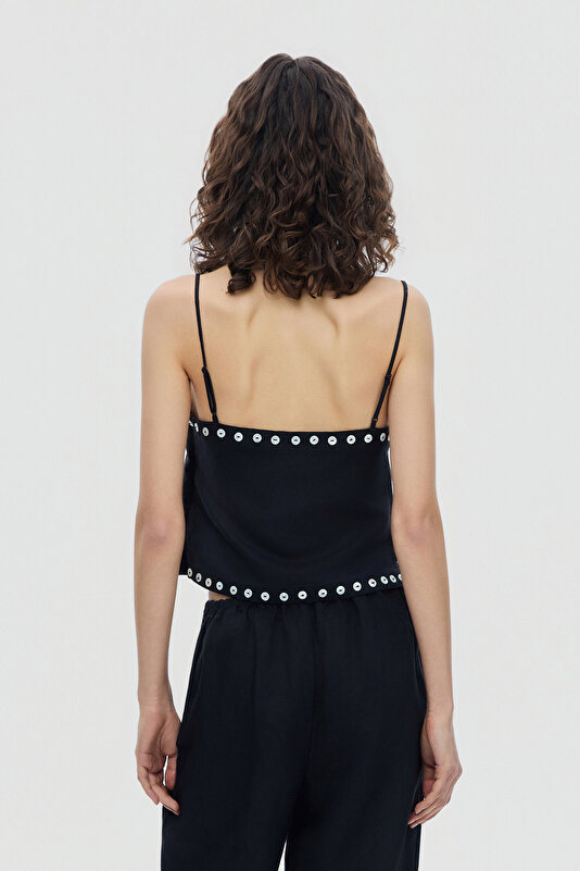 BLACK SLEEVELESS SUSPENDER BLOUSE 2