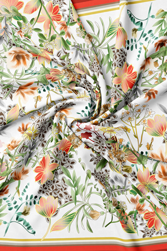 RED FLORAL PATTERN TWILL BANDANA 2