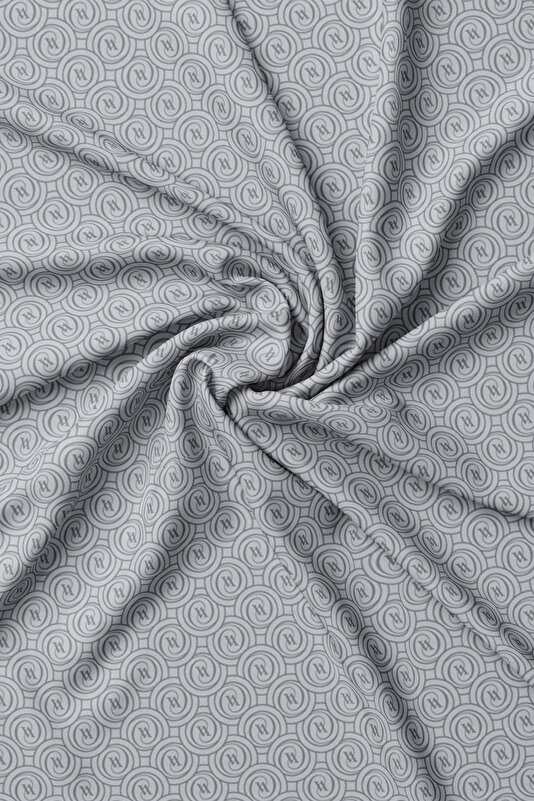 AÇIK GRİ MONOGRAM DESENLİ TWILL İPEK ŞAL 2