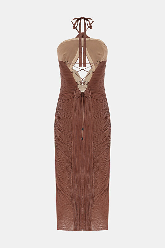 BRONZE HALTER DRESS 2