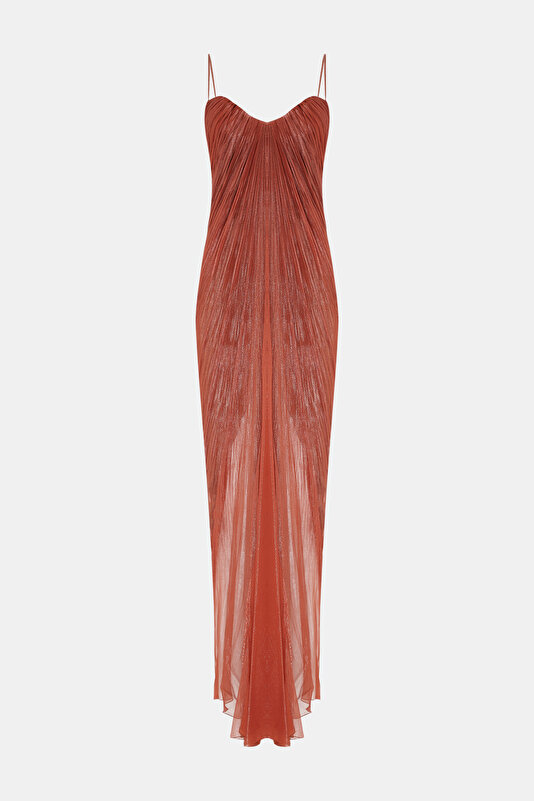 BRICK SLEEVELESS SUSPENDER DRESS