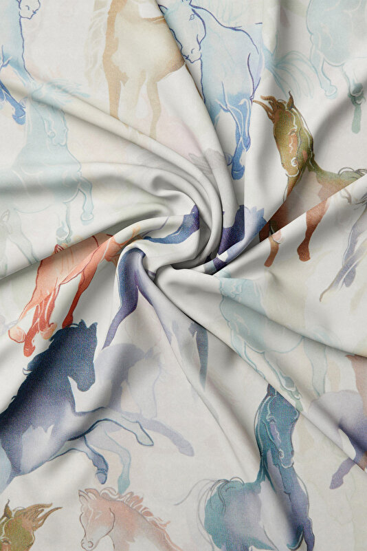WATER GREEN ANIMAL FIGURED ETAMIN VOILE SHAWL 2