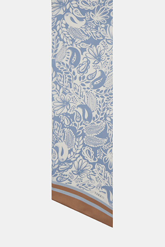 CINNAMON PAISLEY PATTERNED TWILL FOULARD