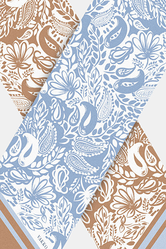 CINNAMON PAISLEY PATTERNED TWILL FOULARD 3