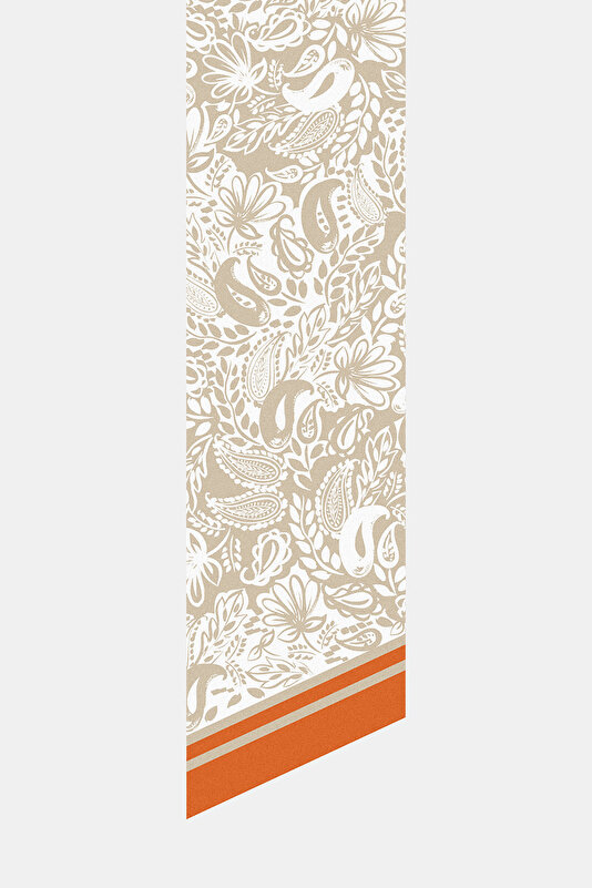 DARK SAND PAISLEY PATTERNED TWILL FOULARD 2