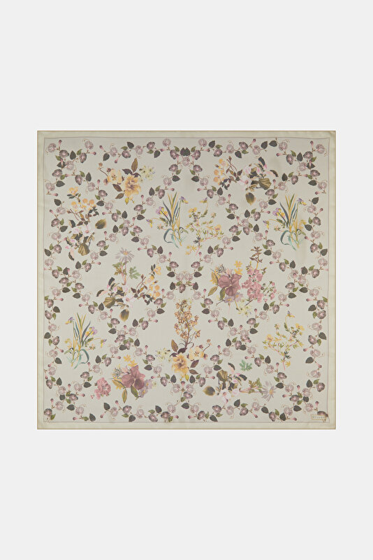 DRIED ROSE FLORAL PATTERN ETAMIN VOILE SCARF