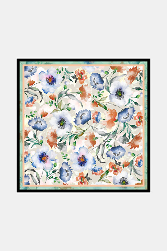BLUE FLORAL PATTERN TWILL GAVROŞ
