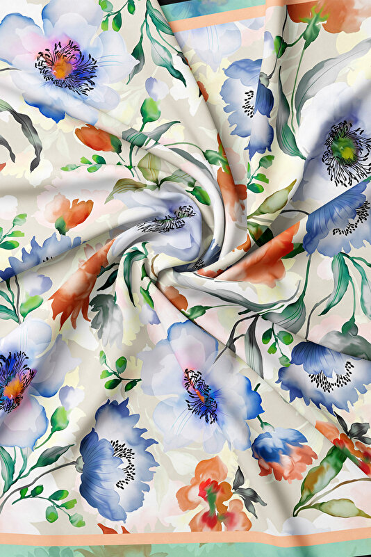 BLUE FLORAL PATTERN TWILL GAVROŞ 2