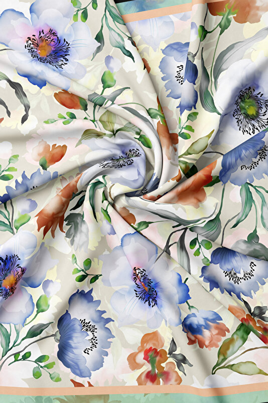 BLUE FLORAL PATTERN TWILL GAVROŞ 2