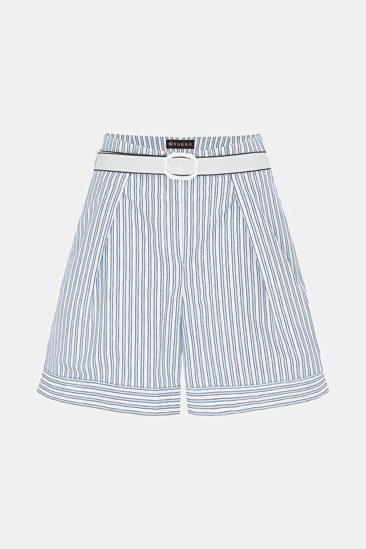 NAVY BLUE STRIPED PATTERNED SHORT BERMUDA 4