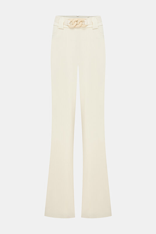 CREAM WIDE LEG TROUSERS 4