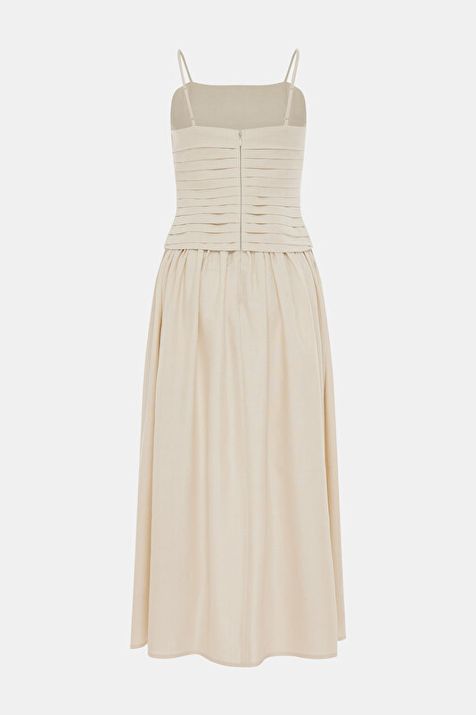 ECRU SLEEVELESS SUSPENDER DRESS 2