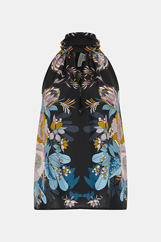 MULTICOLOR FLORAL PATTERN SLEEVELESS BLOUSE