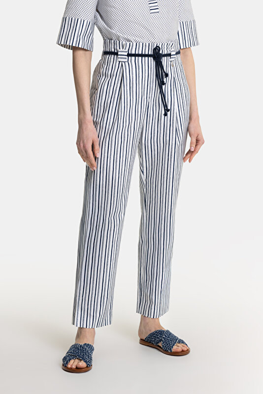 BLUE DESIGN FILLED STRAIGHT CUT TROUSERS 2