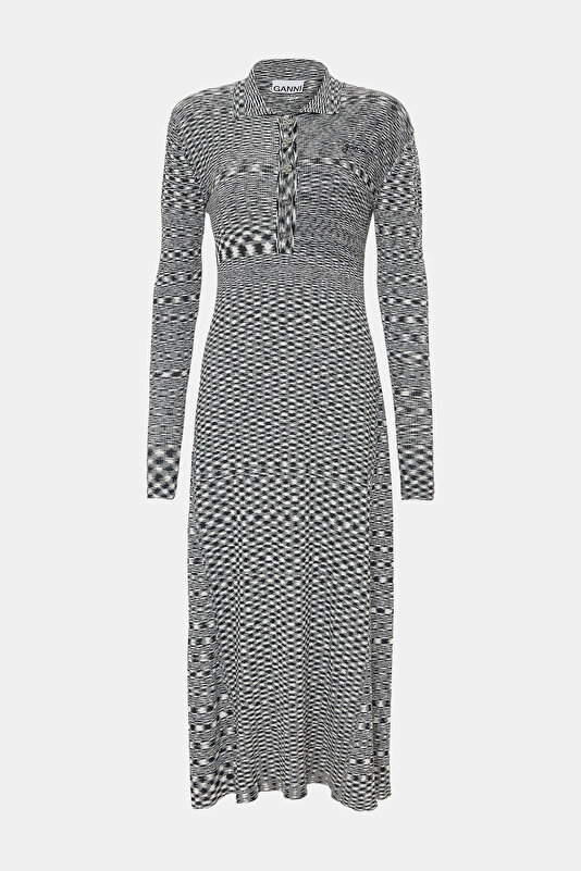 BLACK DESIGN FILLED DRESS