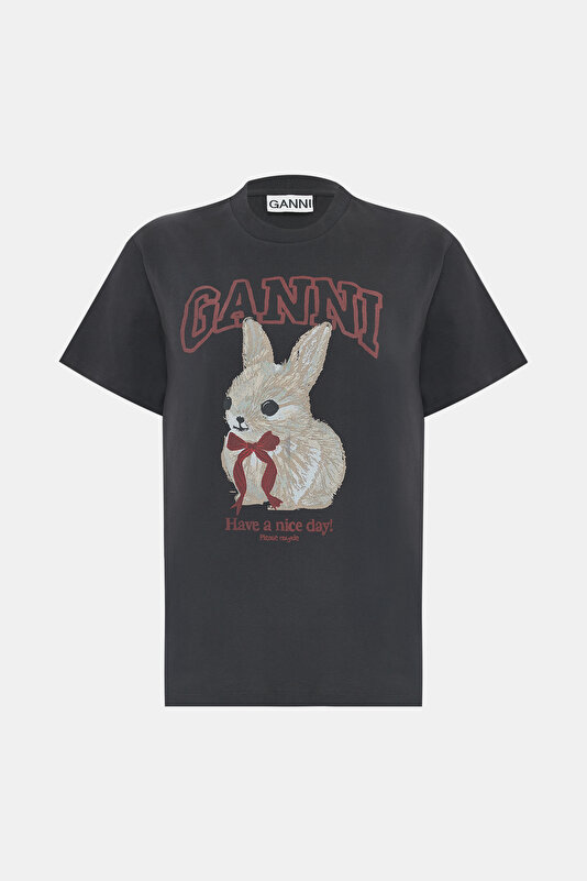 ANTRASİT BİSİKLET YAKA BASKILI T-SHIRT