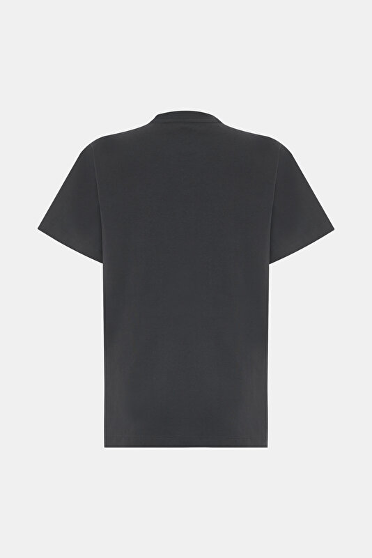 ANTRASİT BİSİKLET YAKA BASKILI T-SHIRT 2