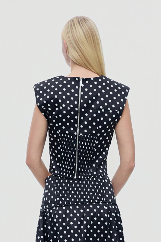 ECRU POLKA-DOT SLEEVELESS BLOUSE 2