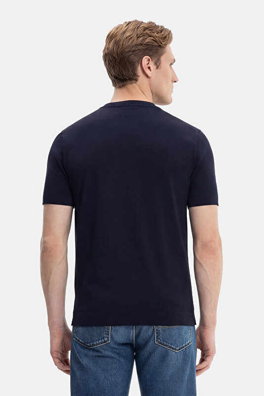 BLACK MANDARIN COLLAR SHORT SLEEVE TSHIRT 2
