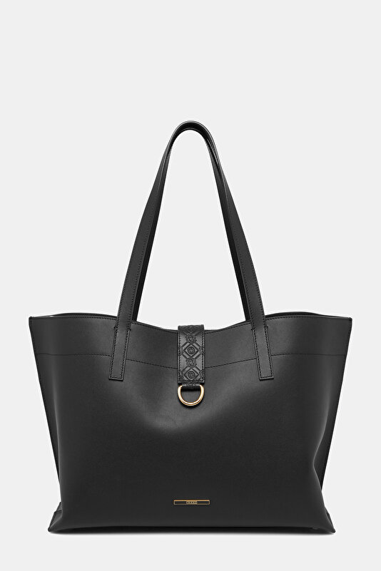 BLACK MONOGRAM LEATHER BAG