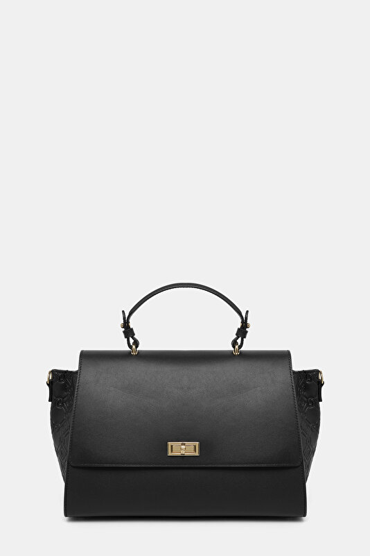 BLACK MONOGRAM LEATHER BAG