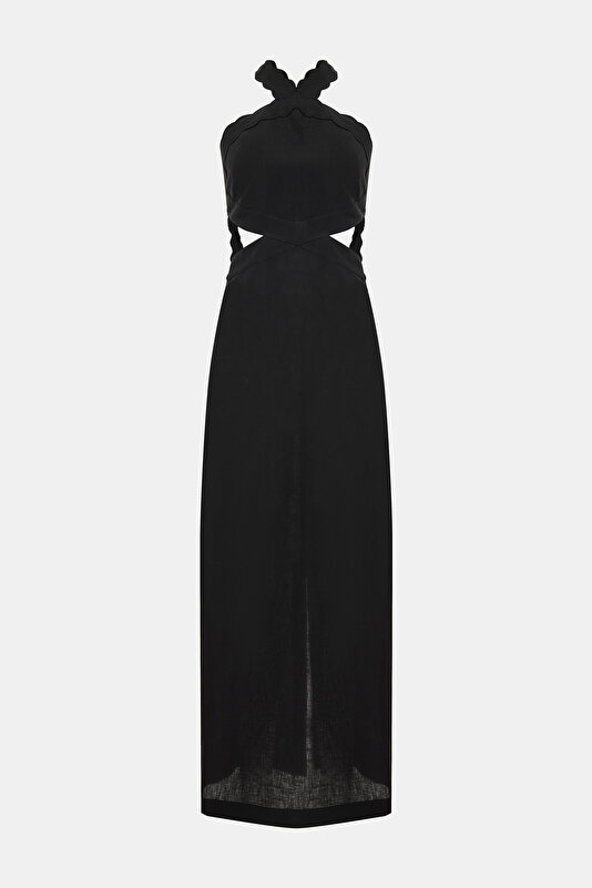 BLACK HALTER DRESS 3