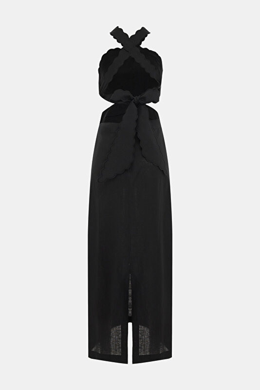 BLACK HALTER DRESS 4