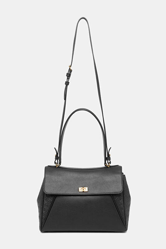 BLACK MONOGRAM LEATHER BAG