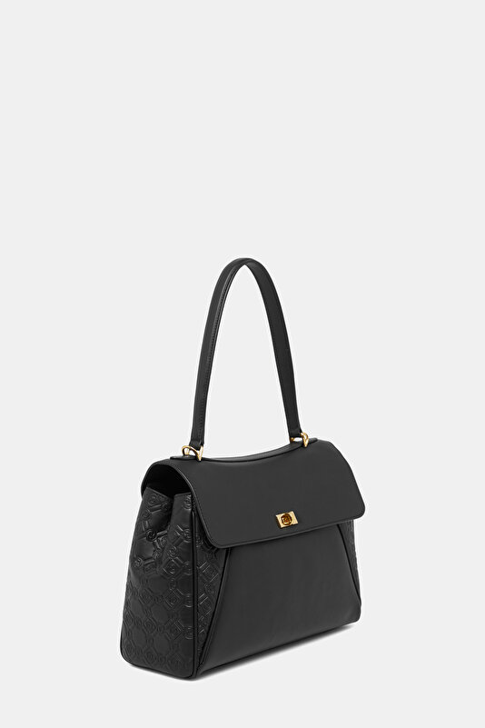 BLACK MONOGRAM LEATHER BAG 3