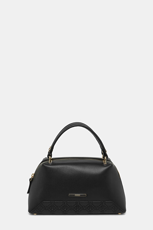 BLACK MONOGRAM LEATHER BAG