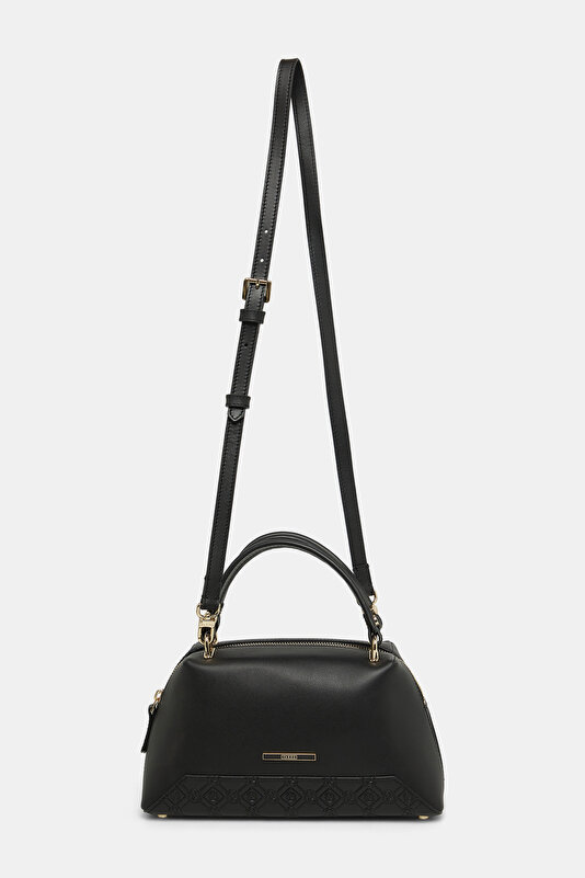 BLACK MONOGRAM LEATHER BAG 2